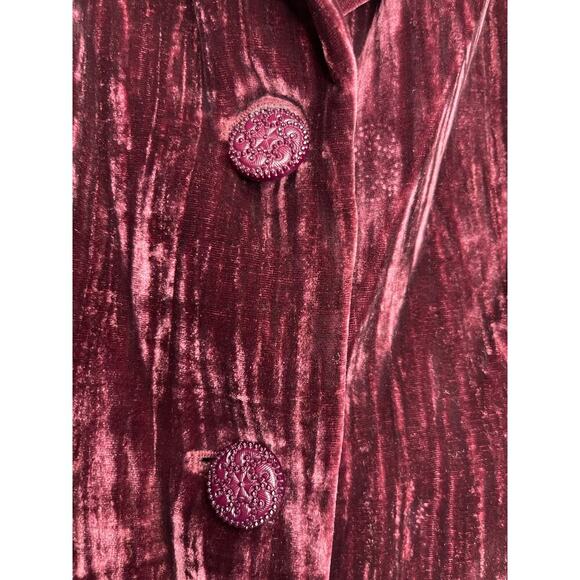 Semantiks Maroon Crushed Velvet Double Button Front Blazer Jacket Women's Size 6 - Picture 3 of 5